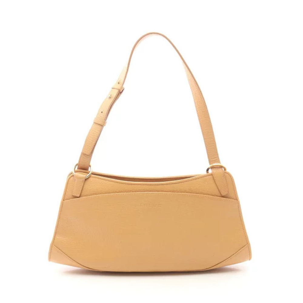 Loewe beige yellow tan leather shoulder bag embossed front logo Cream